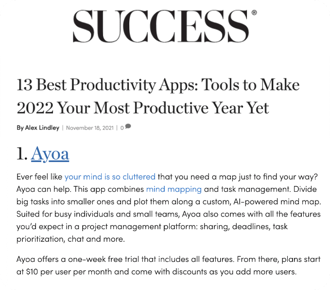 Success Magazine: Ayoa
